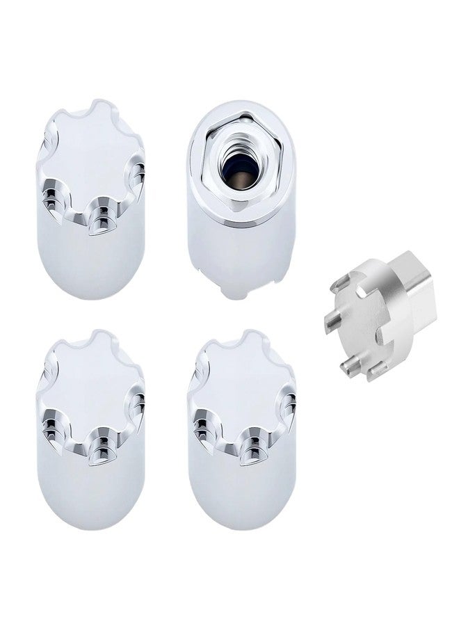 TCRC 4PCS Aluminum M4 Nut Wheel Rim Center Cap Manual Locking Hubs for 1/10 RC Traxxas TRX4 Axial SCX10 D90 Tamiya MST Redcat,Chrome - Image 1
